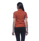 Load image into Gallery viewer, Seva Chikan Hand Embroidered Brown Cotton Lucknowi Chikankari Short Top- SCL0142