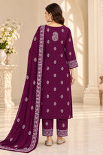 Load image into Gallery viewer, Seva Chikan Hand Embroidered Wine Georgette Lucknowi Chikankari Unstitched Suit Piece-SEV15040