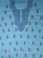 Load image into Gallery viewer, Seva Chikan Hand Embroidered Blue Cotton Lucknowi Chikankari Unstitched Suit Piece-SCL13104
