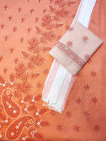 Load image into Gallery viewer, Seva Chikan Hand Embroidered Peach Terivoil Cotton Lucknowi Chikankari Unstitched Suit Piece-SCL13005