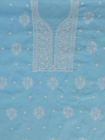 Load image into Gallery viewer, Seva Chikan Hand Embroidered Blue Cotton Lucknowi Chikankari Unstitched Suit Piece-SCL13102