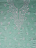 Load image into Gallery viewer, Seva Chikan Hand Embroidered Sage Green Cotton Lucknowi Chikankari Unstitched Suit Piece-SCL13080