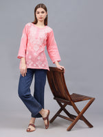 Load image into Gallery viewer, Seva Chikan Hand Embroidered Terivoil Cotton Lucknowi Chikan Top