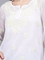 Load image into Gallery viewer, Seva Chikan Hand Embroidered Georgette Lucknowi Chikankari Top With Slip