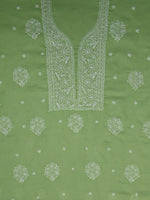 Load image into Gallery viewer, Seva Chikan Hand Embroidered Green Cotton Lucknowi Chikankari Unstitched Suit Piece-SCL13101