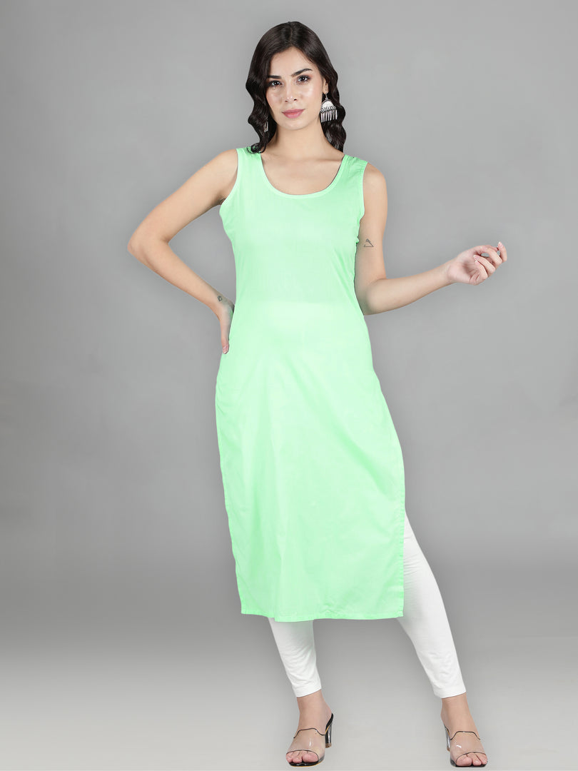 Seva Chikan Cotton Long Slips Combo of White (Pack of 2)