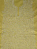 Load image into Gallery viewer, Seva Chikan Hand Embroidered Yellow Terivoil Cotton Lucknowi Chikankari Unstitched Suit Piece-SCL13018