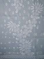 Load image into Gallery viewer, Seva Chikan Hand Embroidered Grey Terivoil Cotton Lucknowi Chikankari Unstitched Suit Piece-SCL13007