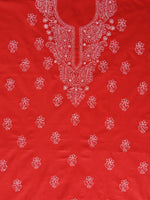 Load image into Gallery viewer, Seva Chikan Hand Embroidered Red Cotton Lucknowi Chikankari Unstitched Suit Piece-SCL13055