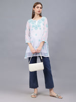 Load image into Gallery viewer, Seva Chikan Hand Embroidered Georgette Lucknowi Chikankari Top With Slip