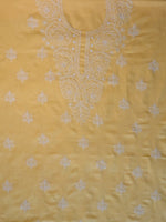 Load image into Gallery viewer, Seva Chikan Hand Embroidered Yellow Cotton Lucknowi Chikankari Unstitched Suit Piece-SCL13076