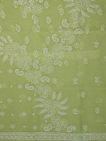 Load image into Gallery viewer, Seva Chikan Hand Embroidered Green Terivoil Cotton Lucknowi Chikankari Unstitched Suit Piece-SCL13010