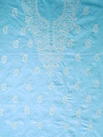 Load image into Gallery viewer, Seva Chikan Hand Embroidered Blue Cotton Lucknowi Chikankari Unstitched Suit Piece-SCL13078