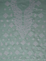 Load image into Gallery viewer, Seva Chikan Hand Embroidered Sea Green Cotton Lucknowi Chikankari Unstitched Suit Piece-SCL13054