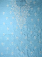 Load image into Gallery viewer, Seva Chikan Hand Embroidered Blue Cotton Lucknowi Chikankari Unstitched Suit Piece-SCL13067