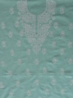 Load image into Gallery viewer, Seva Chikan Hand Embroidered Sea Green Cotton Lucknowi Chikankari Unstitched Suit Piece-SCL13057