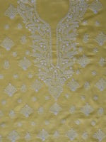 Load image into Gallery viewer, Seva Chikan Hand Embroidered Yellow Cotton Lucknowi Chikankari Unstitched Suit Piece-SCL13053