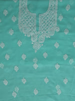 Load image into Gallery viewer, Seva Chikan Hand Embroidered Sea Green Georgette Lucknowi Chikankari Unstitched Suit Piece-SCL13111