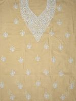Load image into Gallery viewer, Seva Chikan Hand Embroidered Beige Terivoil Cotton Lucknowi Chikankari Unstitched Suit Piece-SCL13044