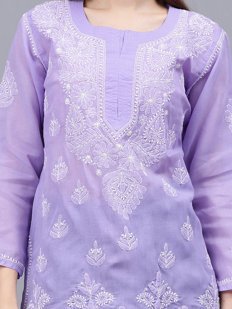 Seva Chikan Hand Embroidered Terivoil Cotton Lucknowi Chikan Top