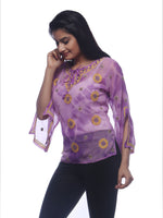 Load image into Gallery viewer, Seva Chikan Hand Embroidered Purple Georgette Lucknowi Chikankari Short Top-SCL0164