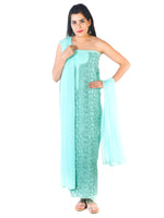 Load image into Gallery viewer, Seva Chikan Hand Embroidered Sea Green Cotton Lucknowi Chikankari Unstitched Suit Piece-SCL1688