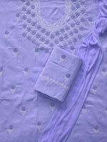 Load image into Gallery viewer, Seva Chikan Hand Embroidered Mauve Cotton Lucknowi Chikankari Unstitched Suit Piece-SCL13014
