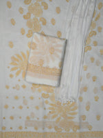 Load image into Gallery viewer, Seva Chikan Hand Embroidered Cream Terivoil Cotton Lucknowi Chikankari Unstitched Suit Piece-SCL13039