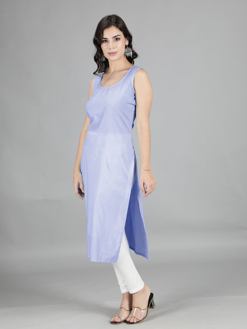 Seva Chikan Cotton Long Slips Combo of White (Pack of 2)