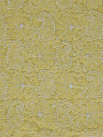 Load image into Gallery viewer, Seva Chikan Hand Embroidered Yellow Terivoil Cotton Lucknowi Chikankari Unstitched Suit Piece-SCL13018