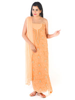 Load image into Gallery viewer, Seva Chikan Hand Embroidered Orange Cotton Lucknowi Chikankari Unstitched Suit Piece-SCL1685