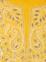 Load image into Gallery viewer, Seva Chikan Hand Embroidered Yellow Cotton Lucknowi Chikankari Unstitched Suit Piece-SCL1696