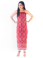 Load image into Gallery viewer, Seva Chikan Hand Embroidered Red Georgette Lucknowi Chikankari Unstitched Suit Piece-SCL1629