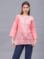 Load image into Gallery viewer, Seva Chikan Hand Embroidered Terivoil Cotton Lucknowi Chikan Top