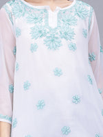 Load image into Gallery viewer, Seva Chikan Hand Embroidered Georgette Lucknowi Chikankari Top With Slip