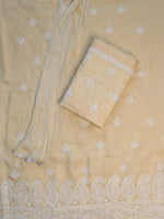Load image into Gallery viewer, Seva Chikan Hand Embroidered Beige Terivoil Cotton Lucknowi Chikankari Unstitched Suit Piece-SCL13027