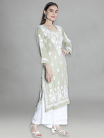 Load image into Gallery viewer, Seva Chikan Hand Embroidered Modal Cotton Lucknowi Chikankari Kurta