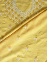 Load image into Gallery viewer, Seva Chikan Hand Embroidered Yellow Terivoil Cotton Lucknowi Chikankari Unstitched Suit Piece-SCL13016