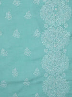Load image into Gallery viewer, Seva Chikan Hand Embroidered Sea Green Terivoil Cotton Lucknowi Chikankari Unstitched Suit Piece-SCL13023