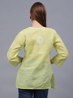 Load image into Gallery viewer, Seva Chikan Hand Embroidered Terivoil Cotton Lucknowi Chikan Top