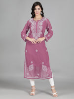 Load image into Gallery viewer, Seva Chikan Hand Embroidered  Georgette Lucknowi Chikankari kurta with Slip