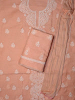 Load image into Gallery viewer, Seva Chikan Hand Embroidered Appricot Peach Terivoil Cotton Lucknowi Chikankari Unstitched Suit Piece-SCL13025