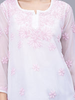 Load image into Gallery viewer, Seva Chikan Hand Embroidered Georgette Lucknowi Chikankari Top With Slip