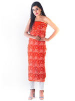 Load image into Gallery viewer, Seva Chikan Hand Embroidered Dark Orange Georgette Lucknowi Chikankari Unstitched Suit Piece-SCL1618