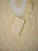 Load image into Gallery viewer, Seva Chikan Hand Embroidered Beige Terivoil Cotton Lucknowi Chikankari Unstitched Suit Piece-SCL13044