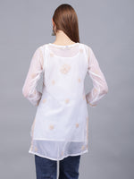 Load image into Gallery viewer, Seva Chikan Hand Embroidered Georgette Lucknowi Chikankari Top With Slip