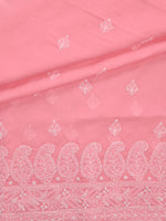 Load image into Gallery viewer, Seva Chikan Hand Embroidered Peach Terivoil Cotton Lucknowi Chikankari Unstitched Suit Piece-SCL13031
