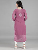Load image into Gallery viewer, Seva Chikan Hand Embroidered  Georgette Lucknowi Chikankari kurta with Slip