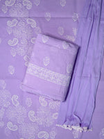 Load image into Gallery viewer, Seva Chikan Hand Embroidered Mauve Terivoil Cotton Lucknowi Chikankari Unstitched Suit Piece-SCL13009
