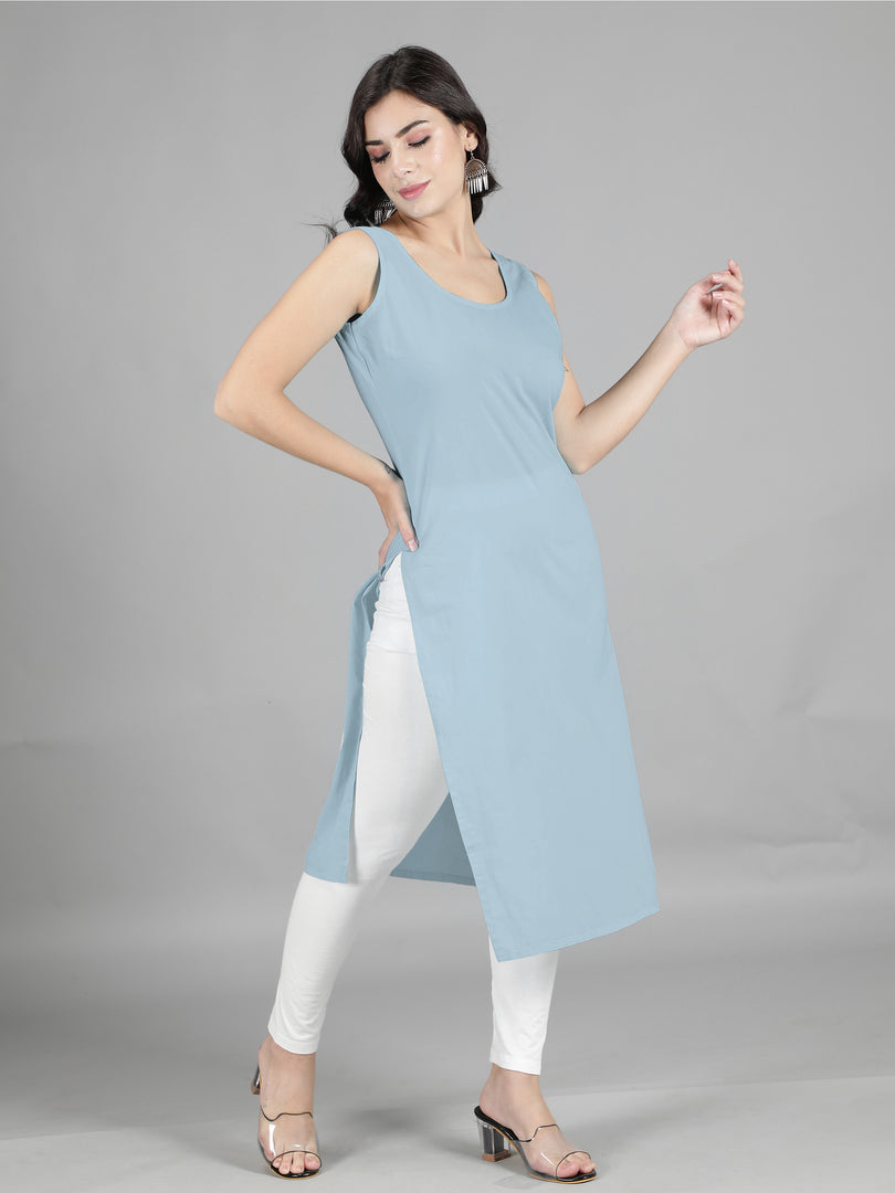 Seva Chikan Cotton Long Slips Combo of White (Pack of 2)